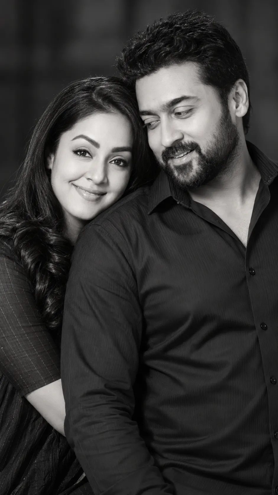 Black-and-White Romantic Couple Portrait