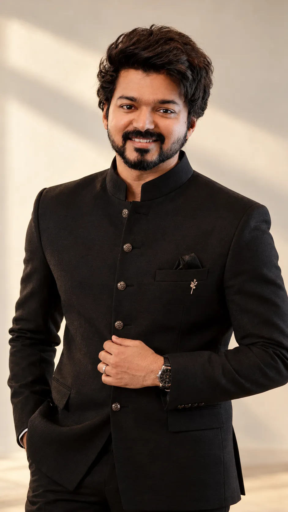 Elegant Black Bandhgala Portrait