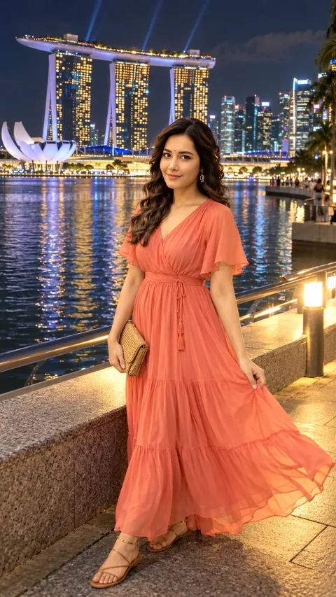 Cinematic Nighttime Marina Bay