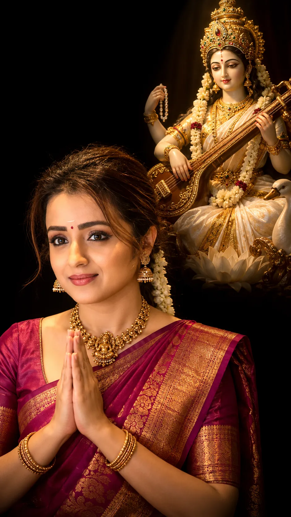 Devotional Portrait of Saraswathi