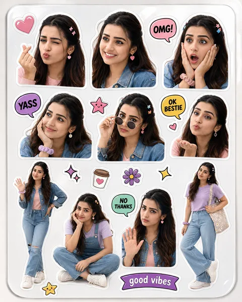 AI-generated example image for the prompt "Die-Cut Sticker Sheet (Woman)"
