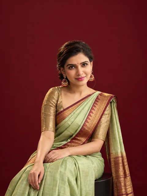 Pistachio Saree Fashion Editorial