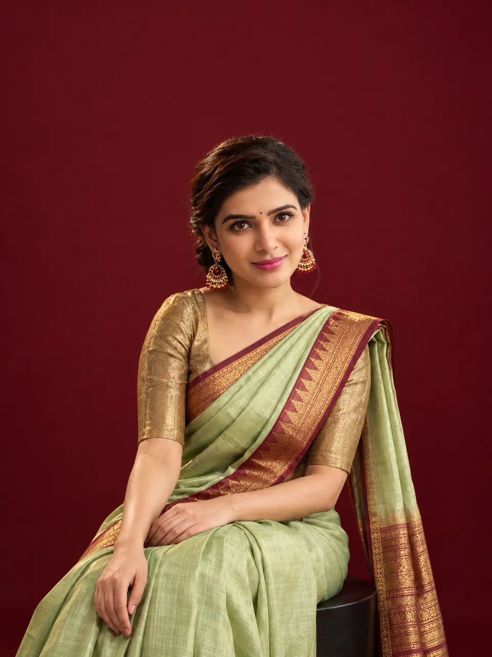 Pistachio Saree Fashion Editorial