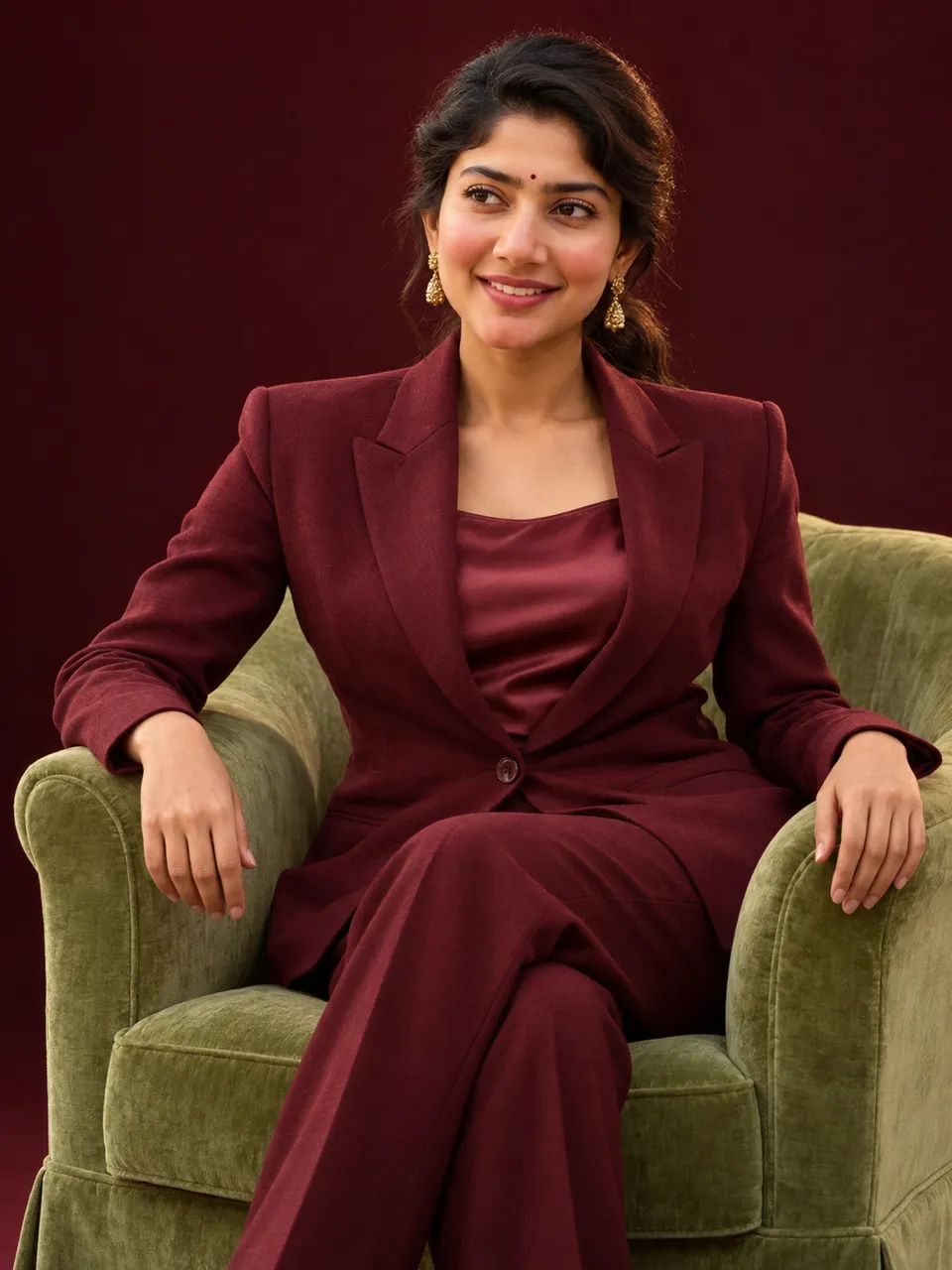 Burgundy Fashion Editorial Portrait
