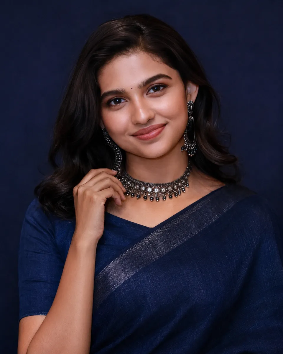 Indigo Elegance with Silver Choker