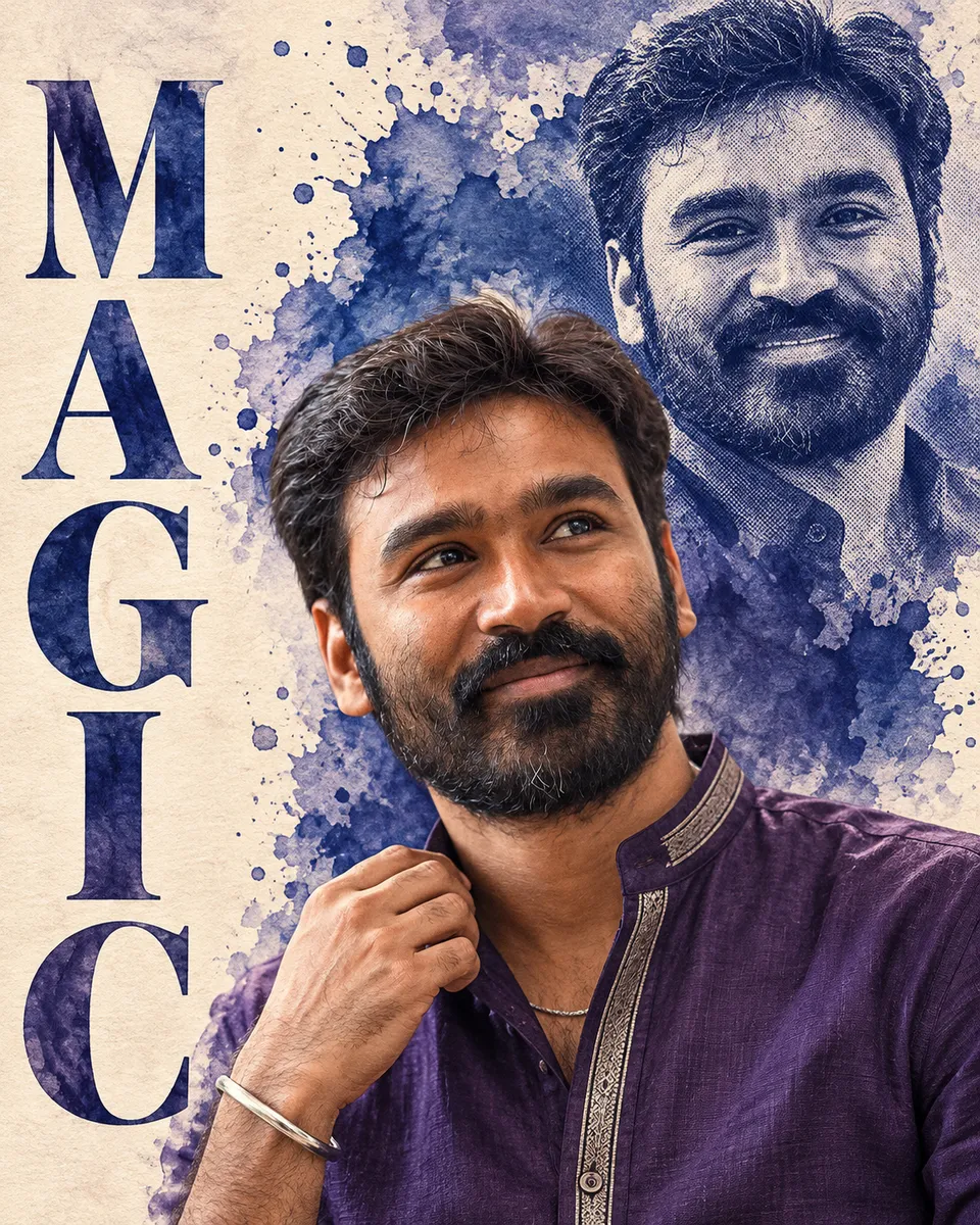 Indigo Watercolour Fan Poster