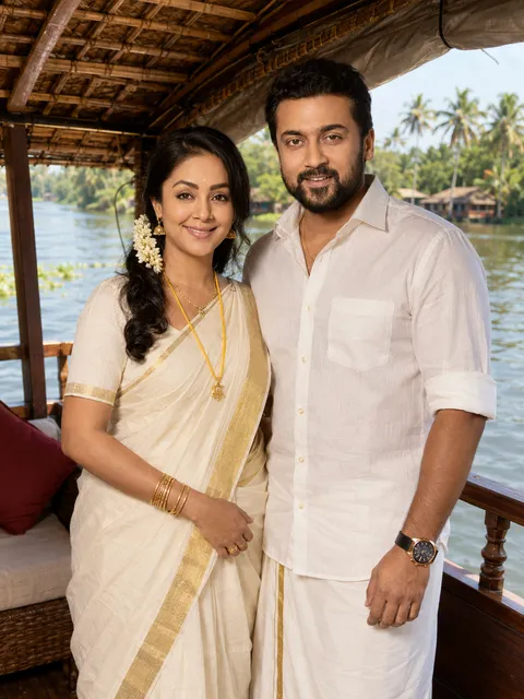 AI-generated example image for the prompt "Kerala Backwaters, the Houseboat Honeymoon"
