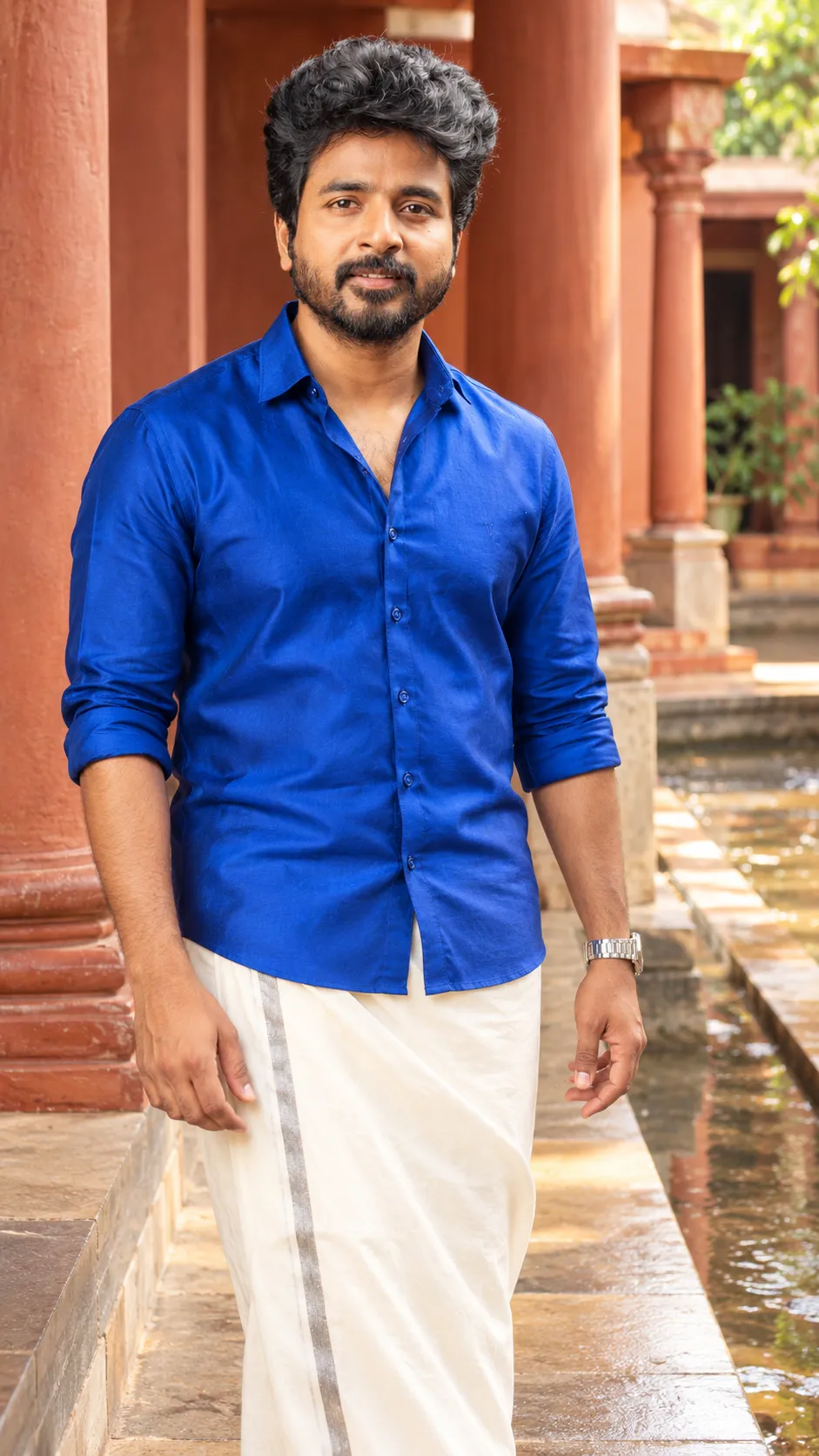 Cobalt Silk Courtyard Portrait