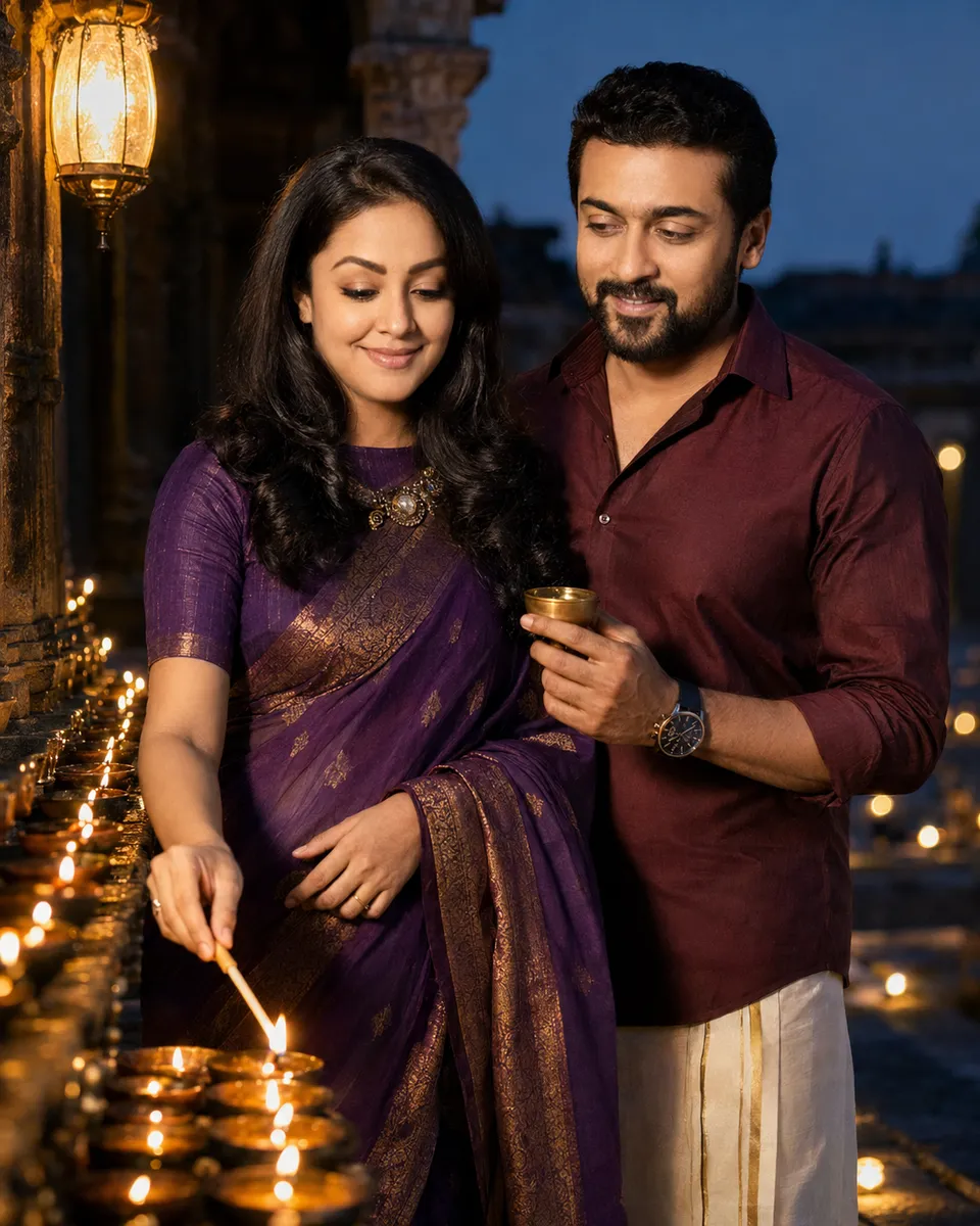 Temple Lamp Couple Portrait